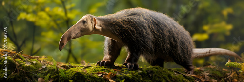 Intriguing Display of an Anteater's Specialized Evolution Amidst Lush South or Central American Forest Foliage