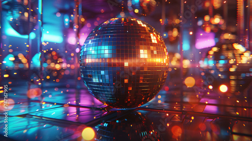 Disco Ball with Blue Illumination