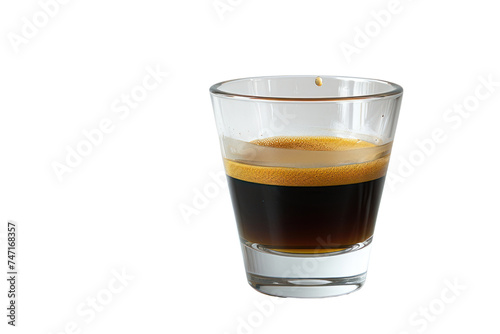 Espresso coffee cup with drip Black coffee on isolated background, transparent background.
