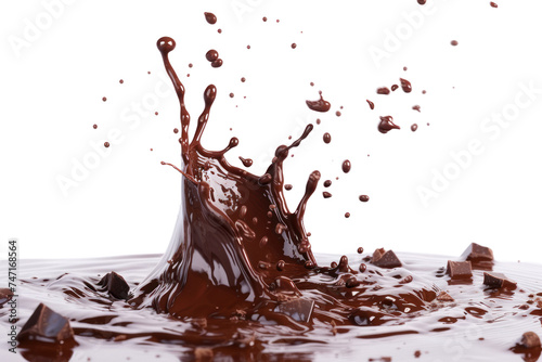 Dark Chocolate Chocolate splash isolated on transparent background.