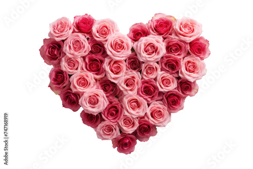 Heart-shaped bouquet of red roses isolated on transparent and white background.PNG image.