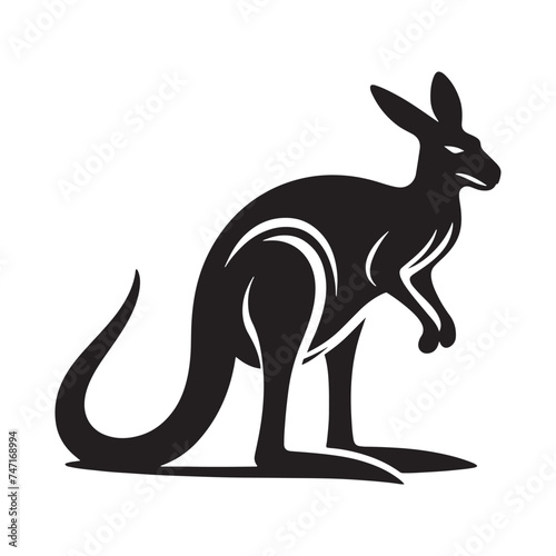 Outback Elegance  Vector Kangaroo Silhouette - Capturing the Grace and Majesty of Australia s Iconic Marsupial in Striking Form.