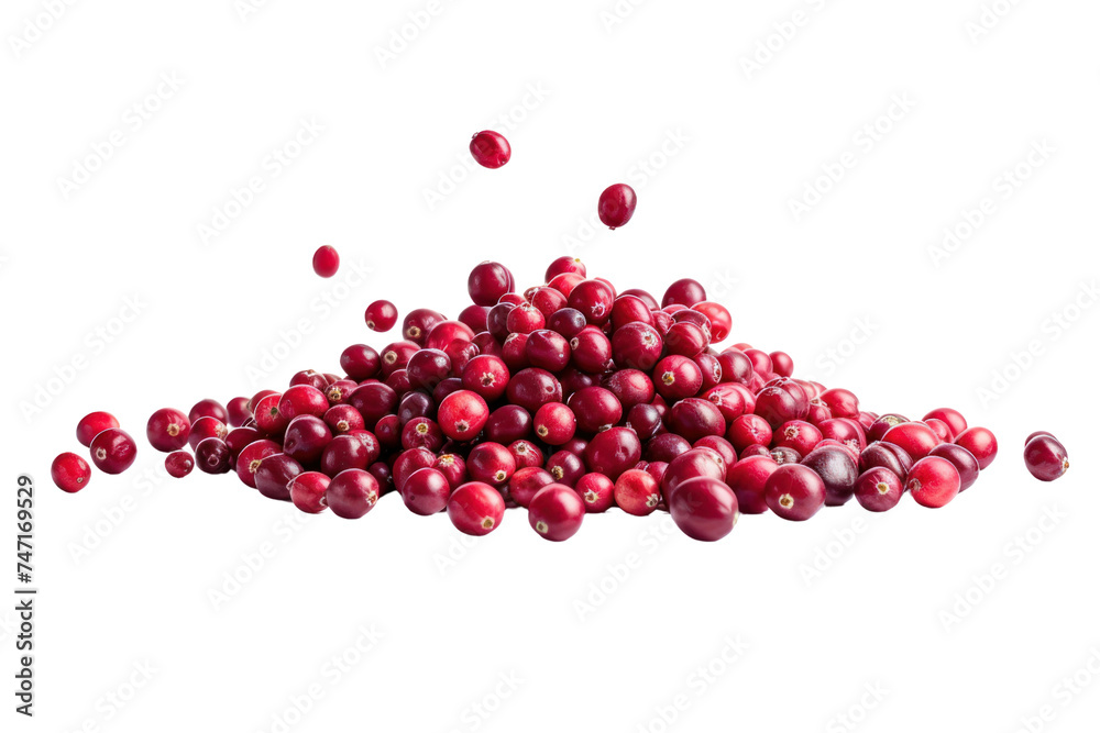 Falling cranberries on isolated background, transparent background. Falling cranberries on isolated background, transparent background.