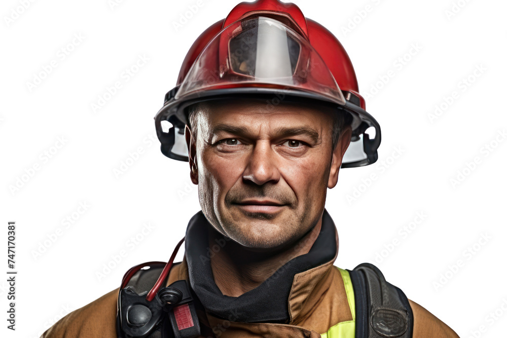 A firefighter in uniform isolated on transparent and white background.PNG image. A firefighter in uniform isolated on transparent and white background.PNG image.