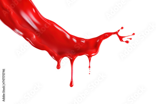 red dripping paint isolated on transparent and white background.PNG image.