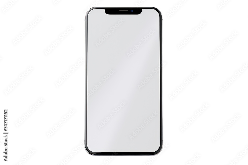 Smartphone with blank white screen isolated on transparent and white background.PNG image. Smartphone with blank white screen isolated on transparent and white background.PNG image.