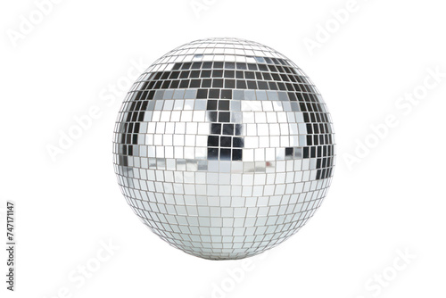 Details in the pub  silver night club lighting mirror-ball  disco ball isolated on transparent and white background.PNG image. 