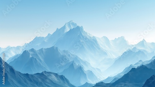 High mountain peaks, panoramic landscape background