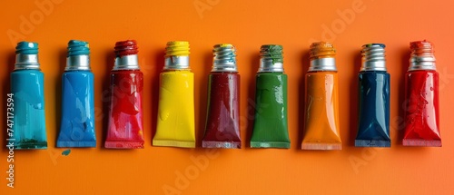 Tubes of painting paint in various colors, world art day image