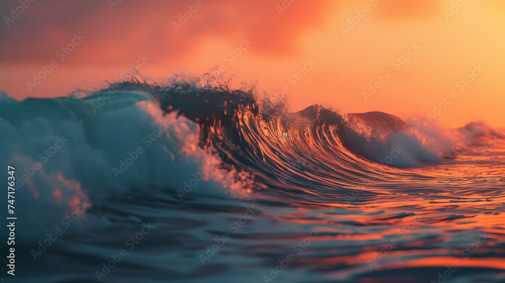 Fototapeta premium beautiful ocean waves on sunset 