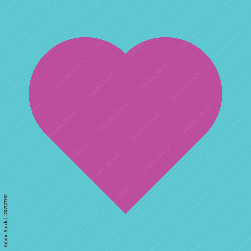 Pink or violet love heart icon on blue background