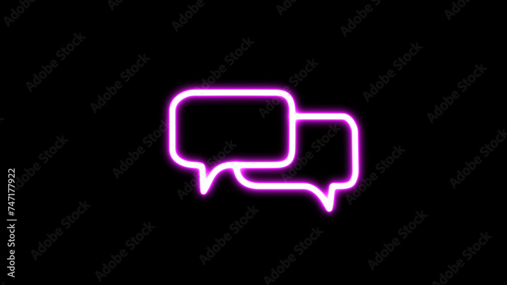 Neon speech chat bubble set. message sign with glowing neon frame on the black background. glowing speech bubble. Neon light, comic speech bubble sign icon. Chat think symbol. Neon speech chat bubble set. message sign with glowing neon frame on the black background. glowing speech bubble. Neon light, comic speech bubble sign icon. Chat think symbol.