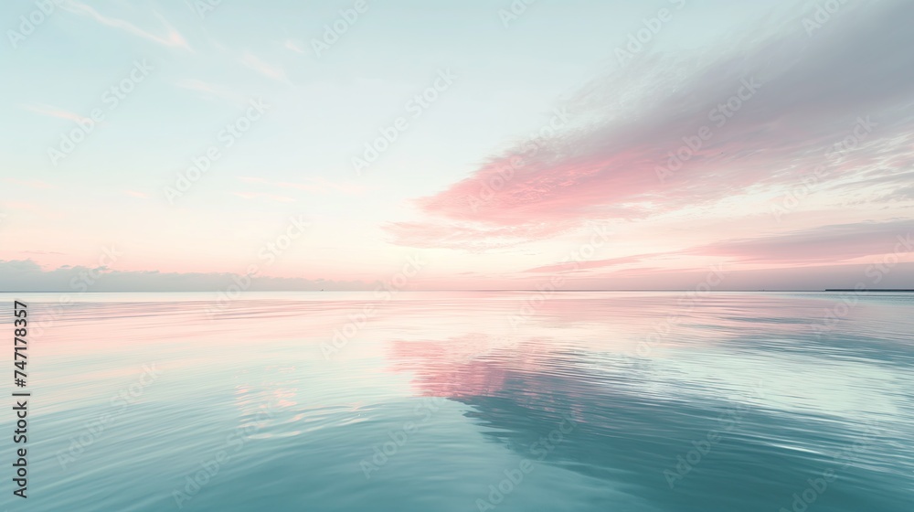 Tranquil Waters at Sunrise, Soft Pink Skies and Reflections