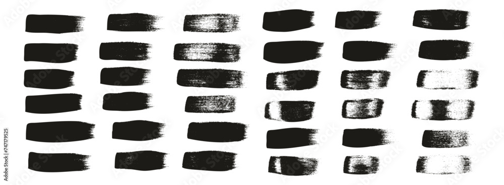 Hand Drawn Flat Calligraphy Paint Brush Regular Straight Lines High Detail Abstract Vector Background Set 