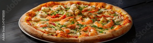 closeup shrimp pizza, Generative Ai