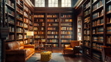 A library's ambiance with well-organized bookshelves