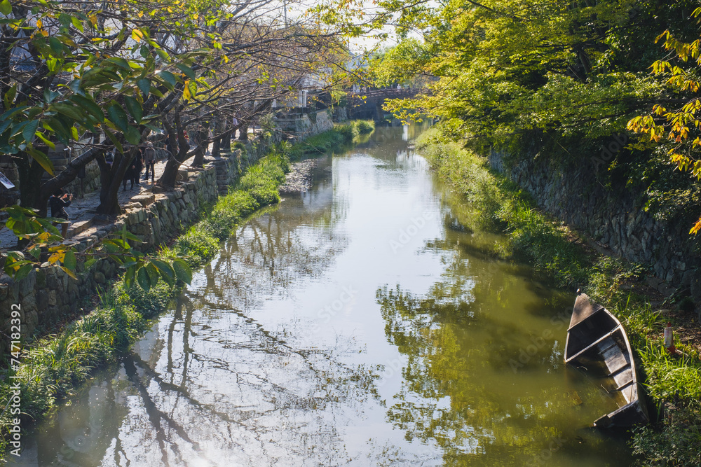 A spot frequently used as a filming location for Japanese period dramas【Hachiman-bori Canal】