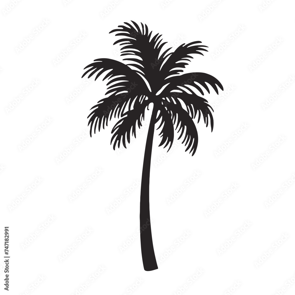 Monocrhome palm tree shiloutte vector