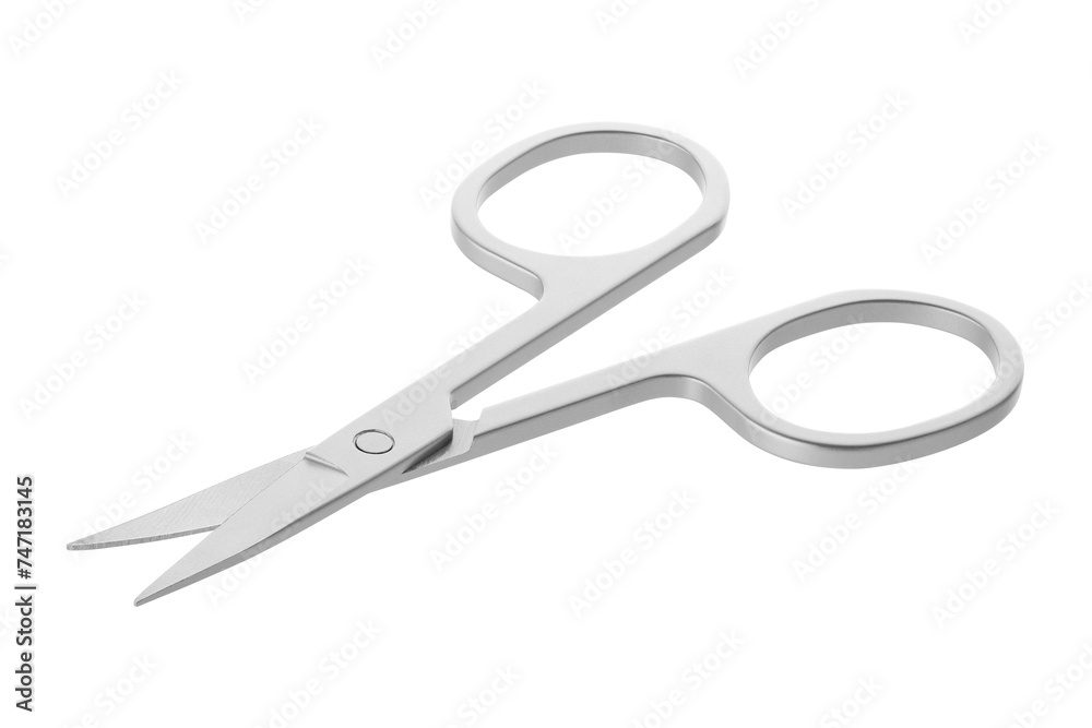 Metal scissors on a white background. Nail scissors isolated on white background. Tools for manicure and pedicure. Metal scissors on a white background. Nail scissors isolated on white background. Tools for manicure and pedicure.