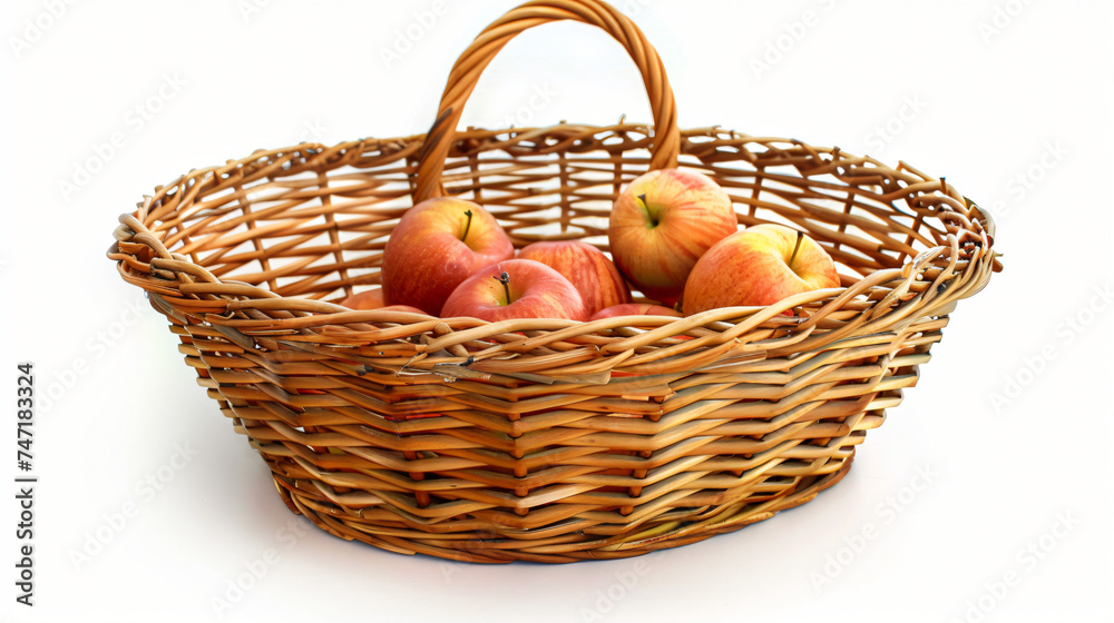 Empty organic basket for fruits isolated on white