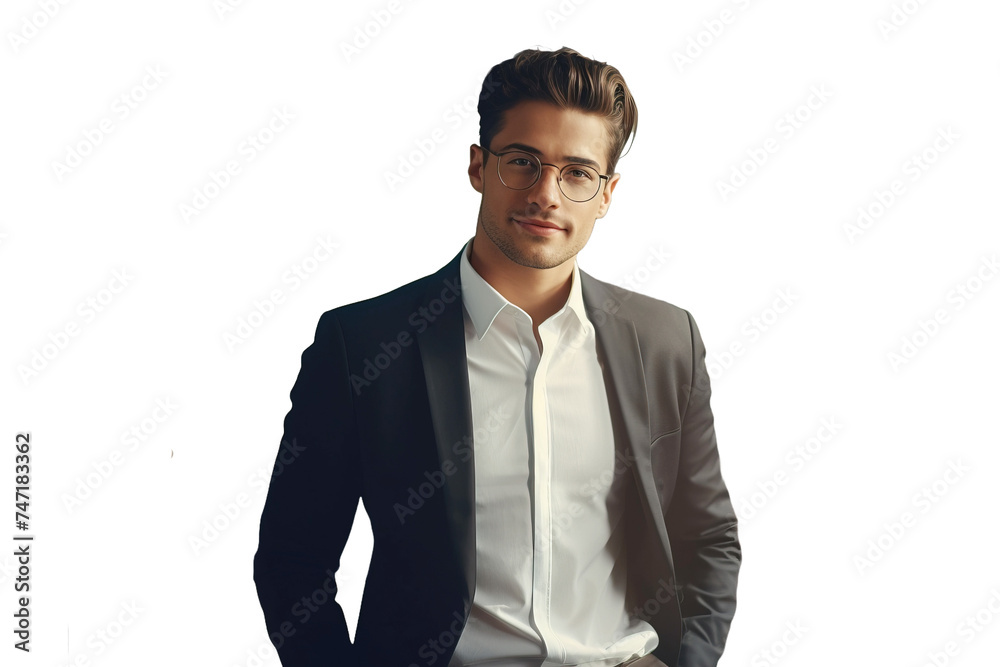 A business man in a jacket, isolated transparent background. A business man in a jacket, isolated transparent background.