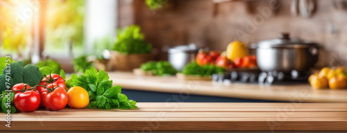 Fresh Ingredients on Wooden Cutting Board with Blurry Background