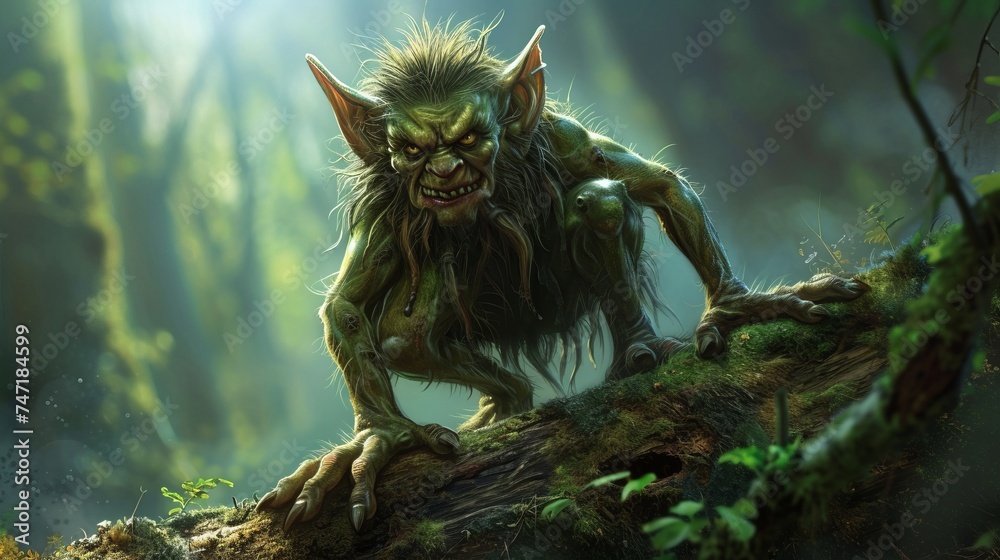Obraz premium goblin character in the forest illustration.