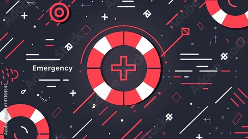 a illustration with  the text Emergency Response seamlessly blends with an icon featuring a stylized rescue symbol.  photo