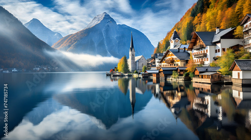 Panoramic View of Hallstatt: Austrian Rural Charm Incarnate: A Serene Blend of History, Culture, and Natural Beauty