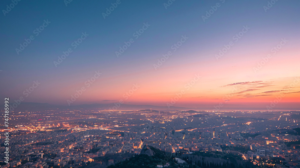 Evening view of Athens from Lycabettus hill