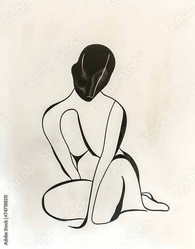 Continuous line drawing of a woman, feminine figures, abstract artwork of a woman, minimalist art, perfect for minimalist home interior design projects and prints