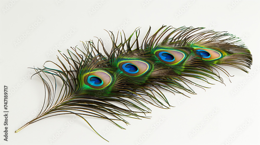 Obraz premium Lone feather from a vibrant peacock, a natural marvel