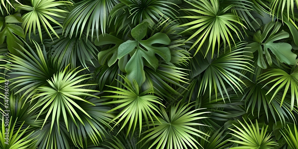 Leaves of palm tree. Seamless pattern. Vector background