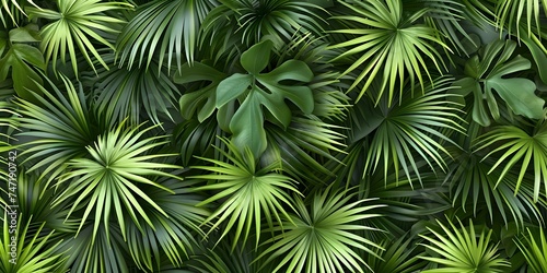 Leaves of palm tree. Seamless pattern. Vector background © yichao