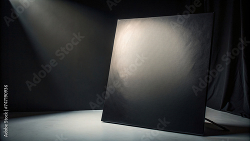 Spotlight Illuminating Canvas in Dark Room photo