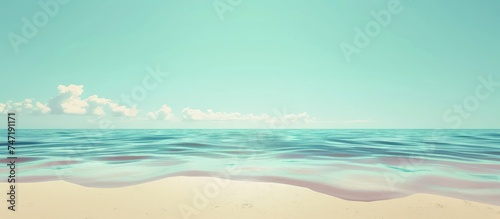 Beautiful tropical beach sea with blue sky background. AI generated image © yusufadi