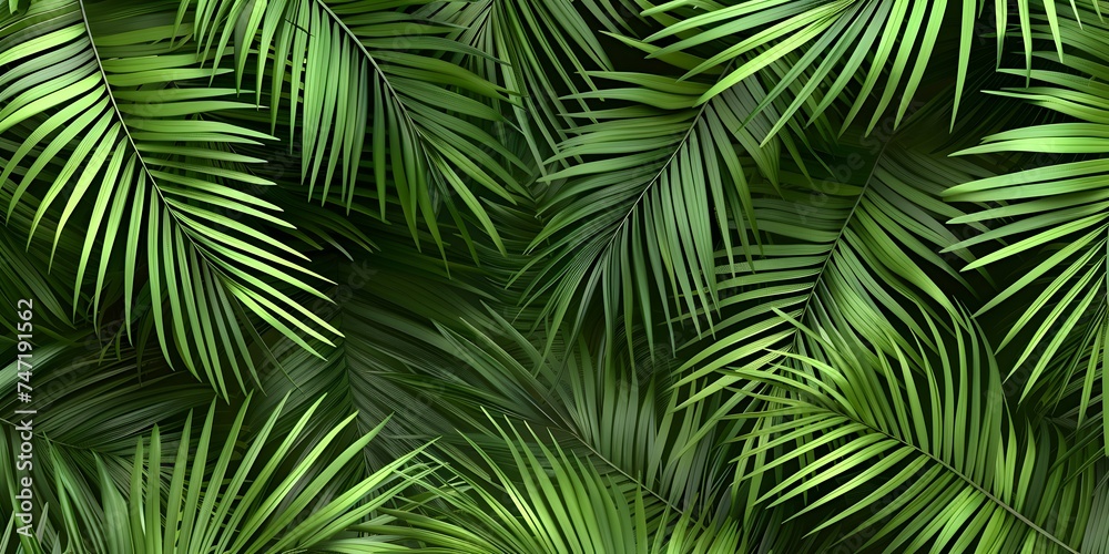 Leaves of palm tree. Seamless pattern. Vector background