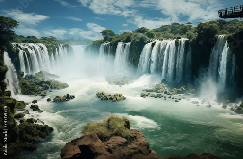 Wundersch  ner Wasserfall  Spektakul  re Natur mit Wasserfall bei Sonnenschein