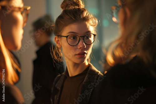 A beautiful woman with glasses
