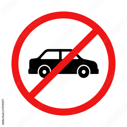 No Car Sign on White Background