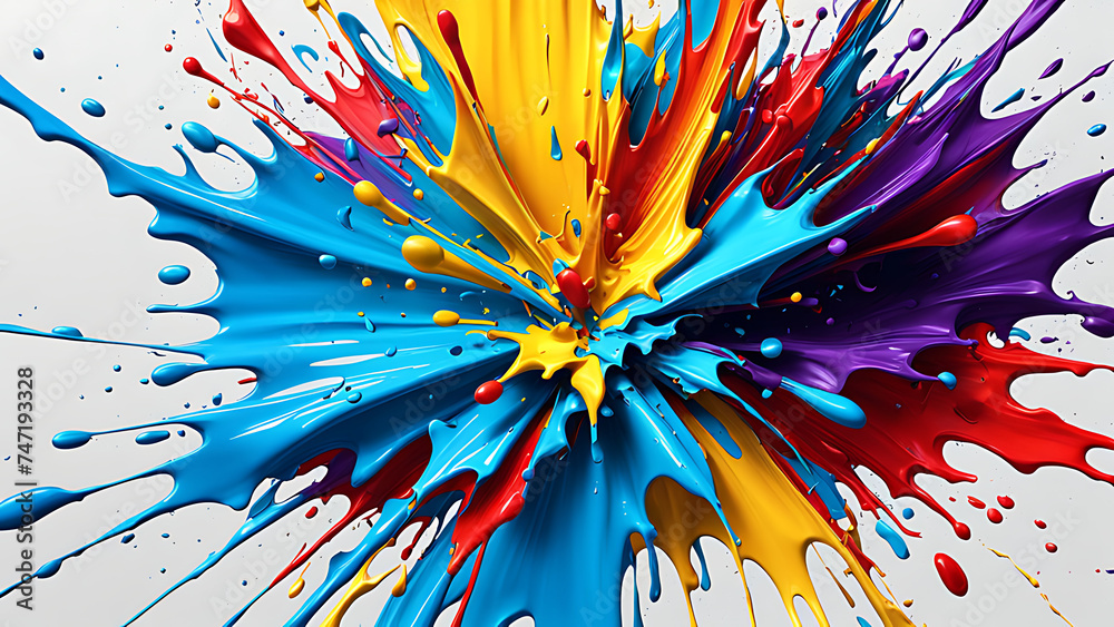 Splashes of bright paint on the canvas. Multicolored background of energy flow. Splashes of bright paint on the canvas. Multicolored background of energy flow.