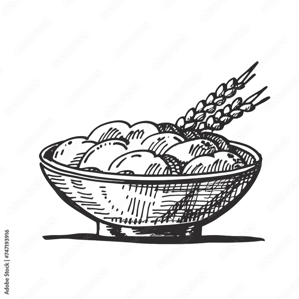 Obraz premium Monocrhome rice apa wellness beauty hand drawn vector