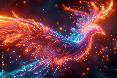 The outline of a phoenix  showcase interface cosmic background