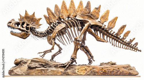 Fossil skeleton of Dinosaur Stegosaurus isolated