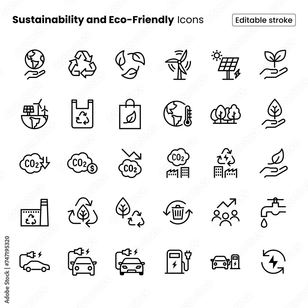 Sustainability and Eco-Friendly Icon Set