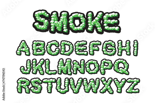 Cannabis Smoke bubble alphabets vector template
