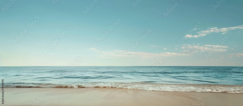 Beautiful tropical beach sea with blue sky background. AI generated image