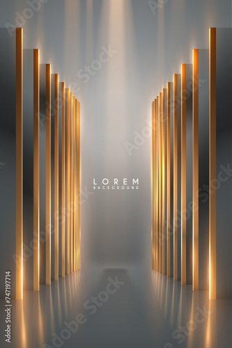 Gray and gold columns with light effect