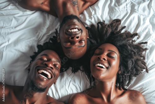Upside-Down Bliss: A Beautiful Black Couple Finding Comfort and Joy Laying Down Upside-Down, Embracing a New Perspective and Feeling Serenely Relaxed Together