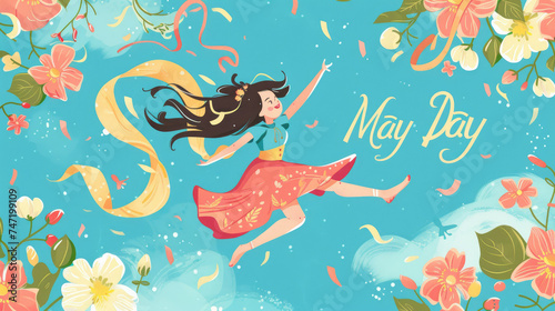 May Day  Incorporate whimsical illustrations of blooming flowers and dancing ribbons 